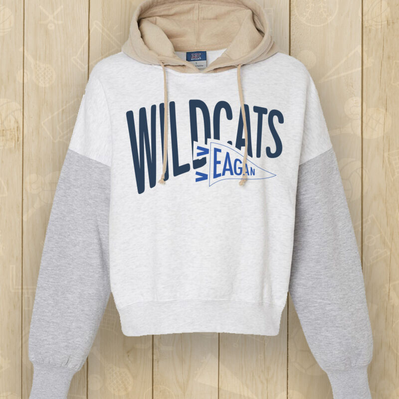 MV Sport - Women's Sueded Fleece Colorblocked Crop Hooded Sweatshirt - Printed Logo ** Add Name for $5! ** Thumbnail